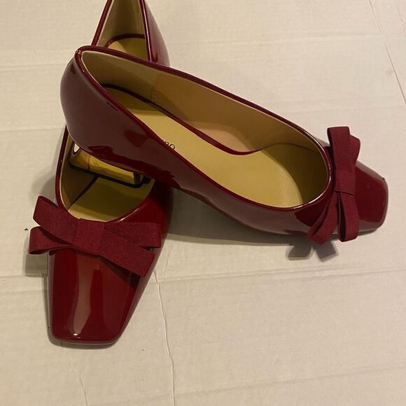 C.PARAVANO Women’s Red Block Heels Size EU 39 US 8 Square Toe Patent Leather New - Picture 7 of 12